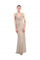 Argent Fourreau Col V Paillette Paillettes Scintillantes Longue Formelles Robes demoiselle d'honneur / Robes de soirée / Robes de bal Pas Cher