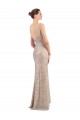 Argent Fourreau Col V Paillette Paillettes Scintillantes Longue Formelles Robes demoiselle d'honneur / Robes de soirée / Robes de bal Pas Cher