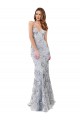 Argent Sirène Col V Crêpe Stretch Paillette Tulle Longue Formelles Robes demoiselle d'honneur / Robes de soirée / Robes de bal Pas Cher