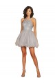 Argent Trapèze Licou Courte Tulle Courte Robes demoiselle d'honneur / Robes de cocktail Pas Cher