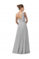 Argent Trapèze Tulle Longue Robes demoiselle d'honneur Pas Cher