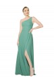 Argent islandais Trapèze Sans bretelle Mousseline Longue Robes demoiselle d'honneur Pas Cher