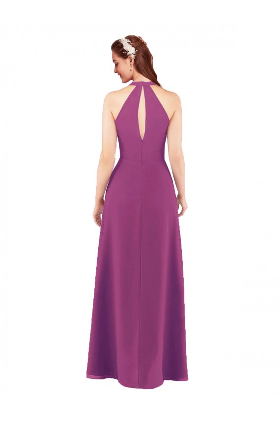 Baie sauvage Fourreau Col V Mousseline Longue Robes demoiselle d'honneur Pas Cher