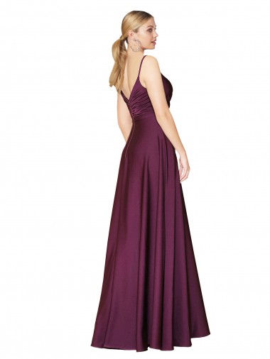 Baie sauvage Trapèze Bretelles spaghetti Crêpe Stretch Longue Formelles Robes demoiselle d'honneur / Robes de soirée / Robes de bal