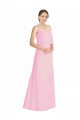 Barely Rose Trapèze Bretelles spaghetti Mousseline Longue Robes demoiselle d'honneur Pas Cher