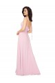 Barely Rose Trapèze Col V Mousseline Longue Robes demoiselle d'honneur Pas Cher