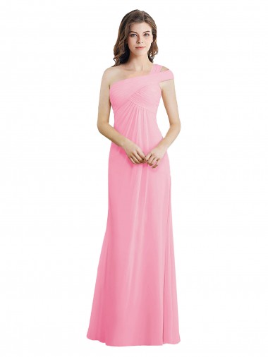Barely Rose Trapèze Mousseline Longue Robes demoiselle d'honneur Pas Cher
