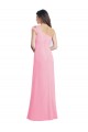 Barely Rose Trapèze Mousseline Longue Robes demoiselle d'honneur Pas Cher