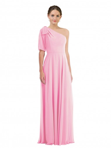 Barely Rose Trompette Mousseline Longue Robes demoiselle d'honneur Pas Cher