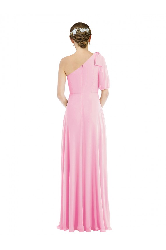 Barely Rose Trompette Mousseline Longue Robes demoiselle d'honneur Pas Cher
