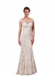 Blanc Fourreau Bateau Illusion Dentelle Robes de mariée Pas Cher