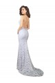 Blanc Fourreau Col Haut Balayage train Dentelle Robes de mariée Pas Cher