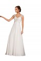Blanc Fourreau Col V Mousseline Dentelle Robes de mariée Pas Cher