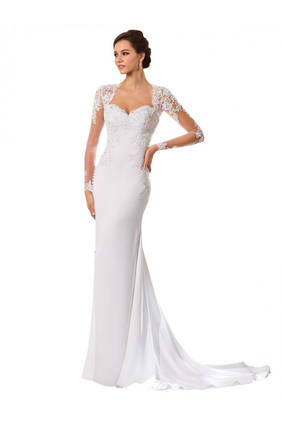 Blanc Fourreau Mousseline Dentelle Robes de mariée Pas Cher