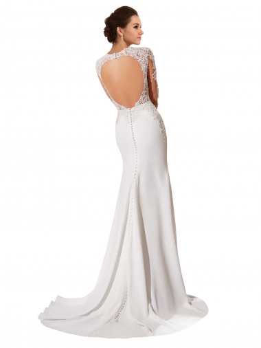 Blanc Fourreau Mousseline Dentelle Robes de mariée