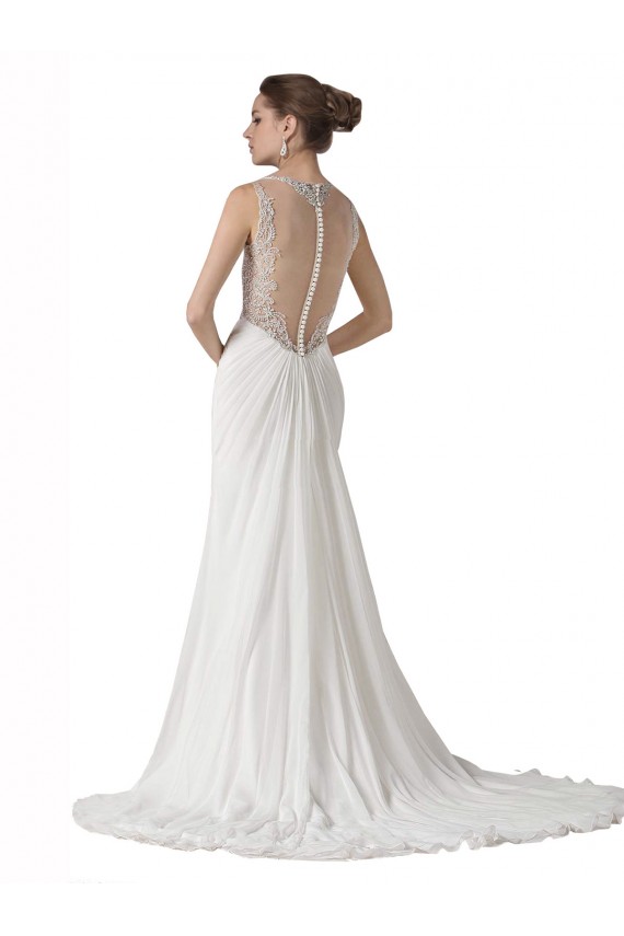 Blanc Fourreau Mousseline Plage Robes de mariée Pas Cher