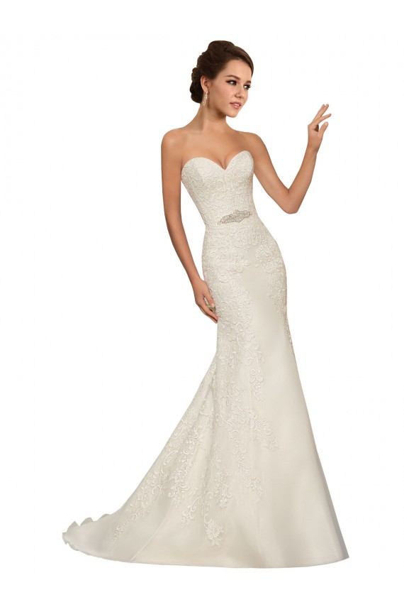 Blanc Fourreau Tulle Dentelle Robes de mariée Pas Cher