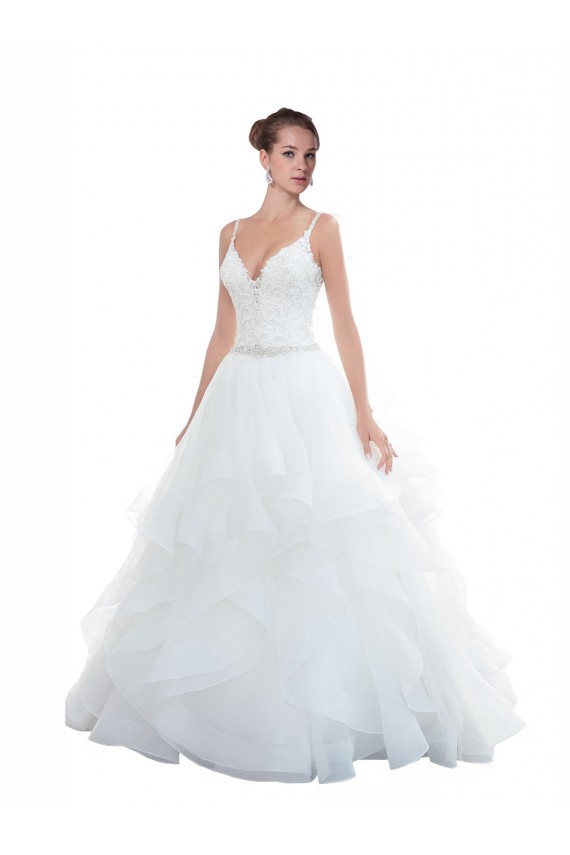 Blanc Princesse Bretelles spaghetti Tulle Plage Robes de mariée Pas Cher