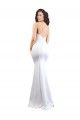 Blanc Sirène Bretelles spaghetti Col Haut Crêpe Stretch Longue Formelles Robes demoiselle d'honneur / Robes de soirée / Robes de bal Pas Cher