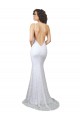 Blanc Sirène Col Haut Balayage train Dentelle Robes de mariée Pas Cher