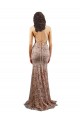 Or rose Sirène Col V Crêpe Stretch Paillette Tulle Longue Formelles Robes demoiselle d'honneur / Robes de soirée / Robes de bal Pas Cher