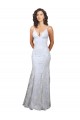 Blanc Sirène Col V Crêpe Stretch Paillette Tulle Longue Formelles Robes demoiselle d'honneur / Robes de soirée / Robes de bal Pas Cher