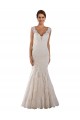 Blanc Sirène Col V Dentelle Robes de mariée Pas Cher
