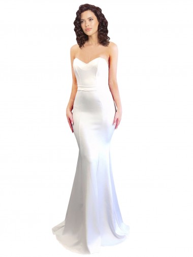 Blanc Sirène Sans bretelle Col Haut Crêpe Stretch Longue Formelles Robes demoiselle d'honneur / Robes de soirée / Robes de bal Pas Cher