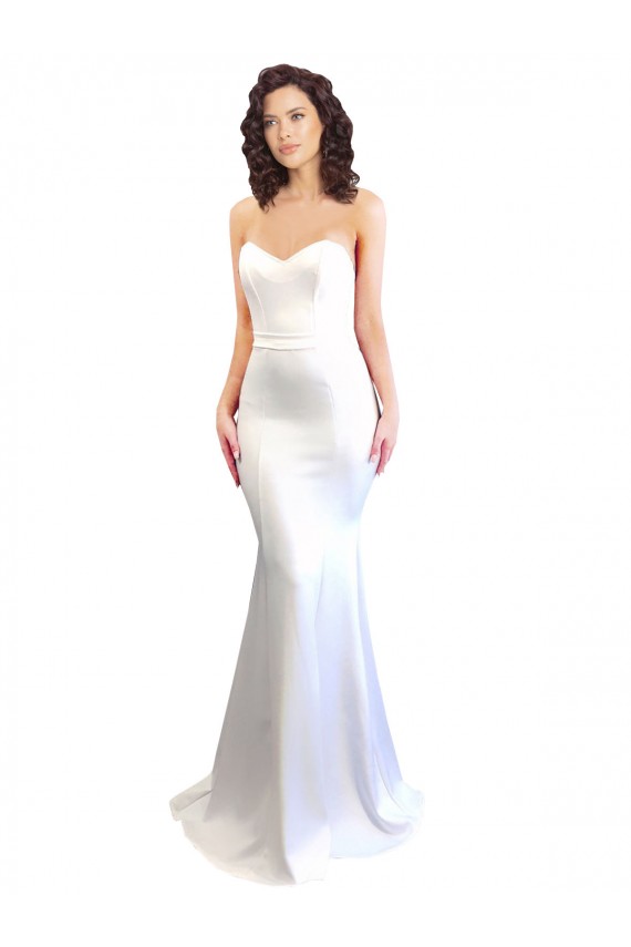 Blanc Sirène Sans bretelle Col Haut Crêpe Stretch Longue Formelles Robes demoiselle d'honneur / Robes de soirée / Robes de bal Pas Cher