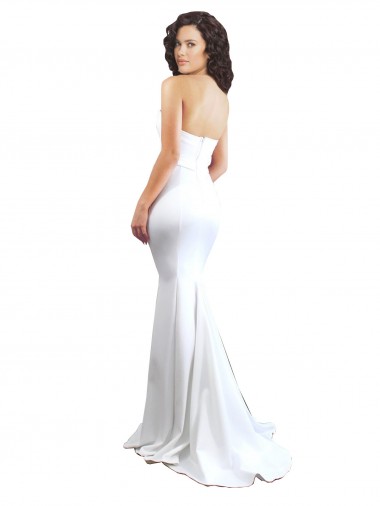 Blanc Sirène Sans bretelle Col Haut Crêpe Stretch Longue Formelles Robes demoiselle d'honneur / Robes de soirée / Robes de bal