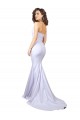 Blanc Sirène Sans bretelle Col Haut Crêpe Stretch Simple Plage Robes de mariée Pas Cher