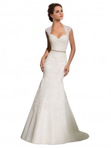 Blanc Sirène Tulle Dentelle Robes de mariée Pas Cher