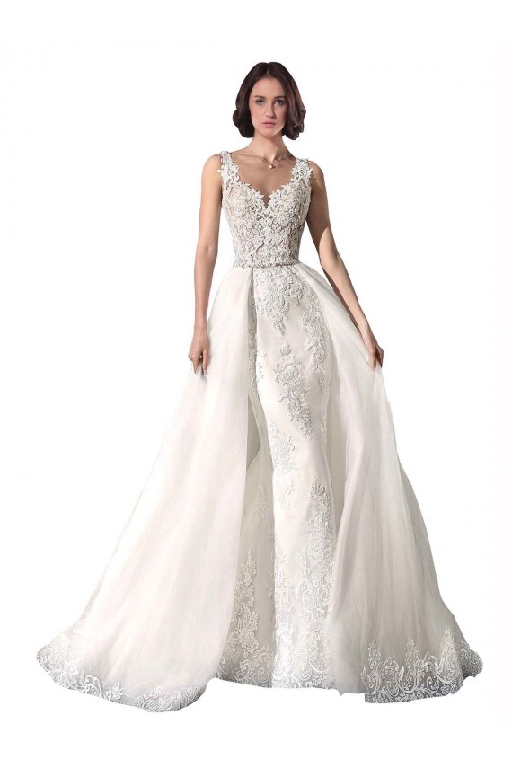 Blanc Sirène Tulle Dentelle Robes de mariée Pas Cher