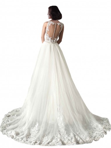 Blanc Sirène Tulle Dentelle Robes de mariée