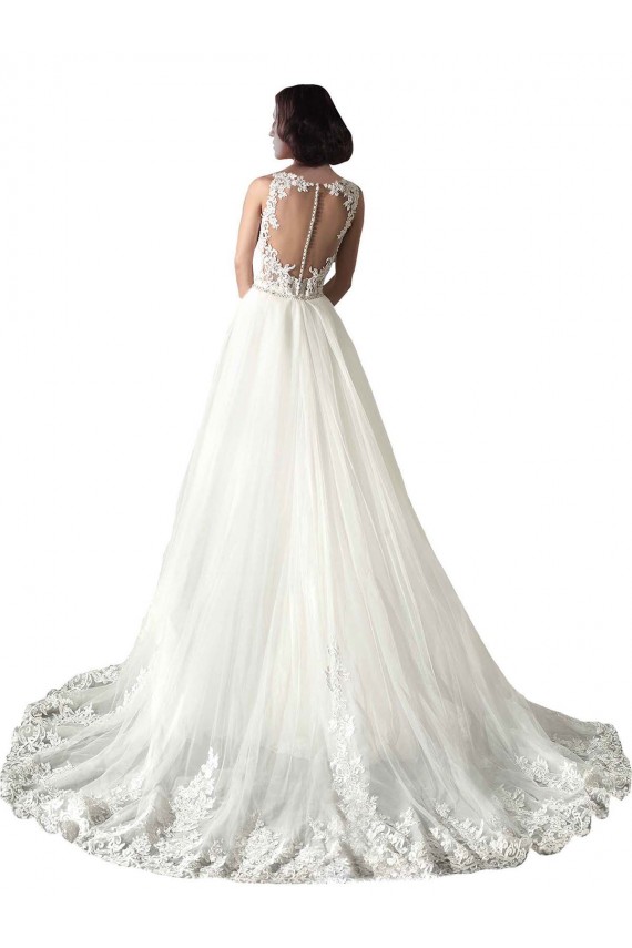 Blanc Sirène Tulle Dentelle Robes de mariée Pas Cher
