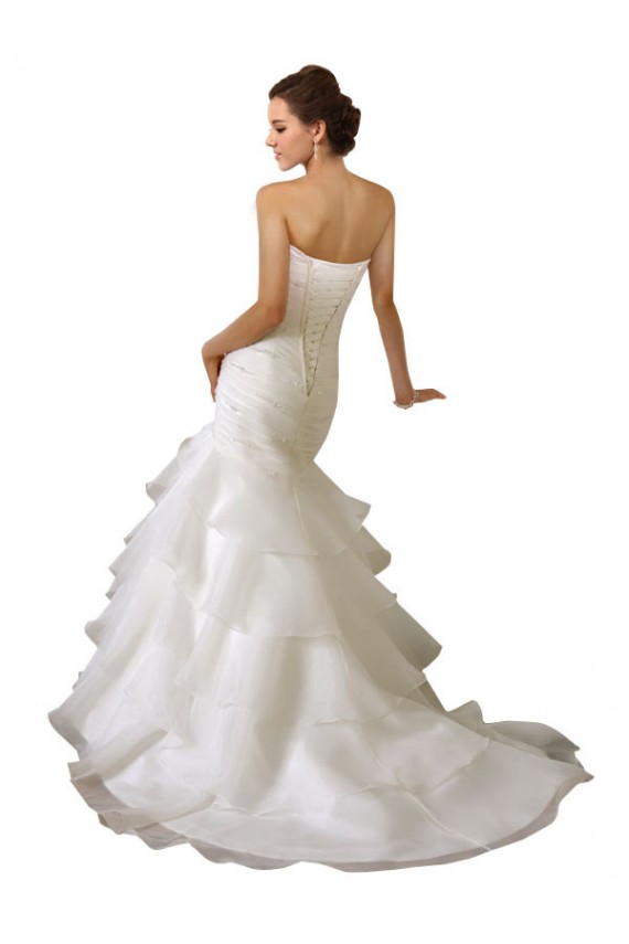 Blanc Sirène Tulle Robes de mariée Pas Cher