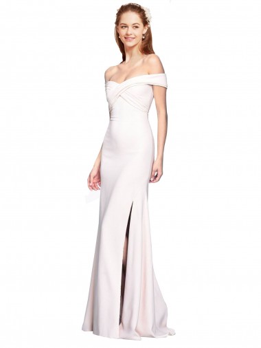 Blanc Sirène Épaule Dénudée Crêpe Stretch Longue Formelles Robes demoiselle d'honneur / Robes de soirée / Robes de bal Pas Cher