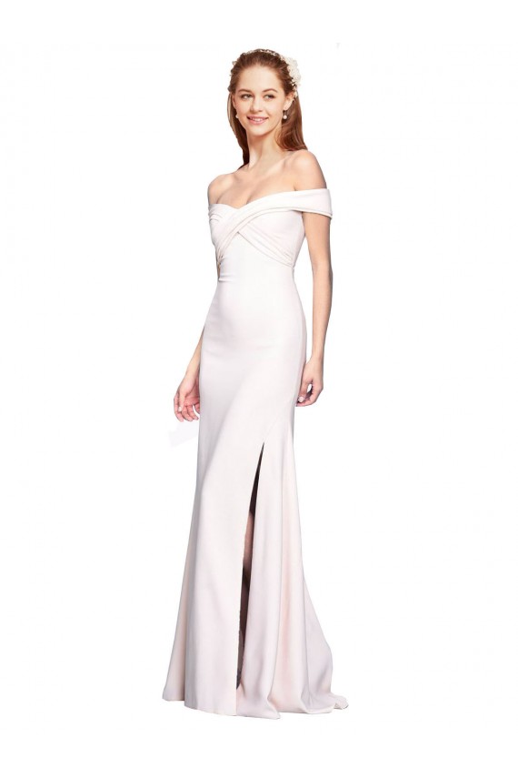 Blanc Sirène Épaule Dénudée Crêpe Stretch Longue Formelles Robes demoiselle d'honneur / Robes de soirée / Robes de bal Pas Cher