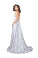Blanc Trapèze Bretelles spaghetti Satiné Stretch Simple Plage Robes de mariée Pas Cher