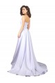 Blanc Trapèze Crêpe Stretch Simple Plage Robes de mariée Pas Cher