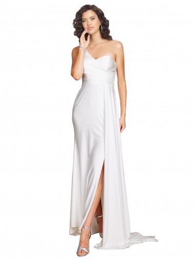 Blanc Trapèze Satiné Soyeux Robes de mariée Pas Cher