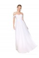 Blanc Trapèze Épaule Dénudée Mousseline Longue Formelles Robes demoiselle d'honneur / Robes de soirée / Robes de bal Pas Cher