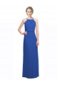 Bleu 135 Trapèze Bretelles spaghetti Mousseline Longue Robes demoiselle d'honneur Pas Cher