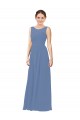 Bleu Windsor Fourreau Illusion Mousseline Longue Robes demoiselle d'honneur Pas Cher