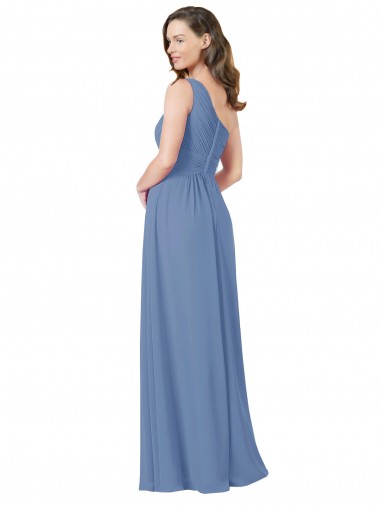 Bleu Windsor Fourreau Mousseline Longue Robes demoiselle d'honneur