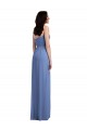 Bleu Windsor Trapèze Bretelles spaghetti Mousseline Longue Robes demoiselle d'honneur Pas Cher