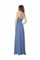 Bleu Windsor Trapèze Sans bretelle Mousseline Longue Robes demoiselle d'honneur Pas Cher