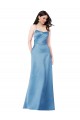 Bleu ciel Fourreau Bretelles spaghetti Col Carré Satiné Longue Formelles Robes demoiselle d'honneur / Robes de soirée / Robes de bal Pas Cher