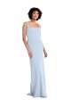 Bleu ciel clair Fourreau Col Carré Crêpe Stretch Longue Robes demoiselle d'honneur / Robes de bal Pas Cher