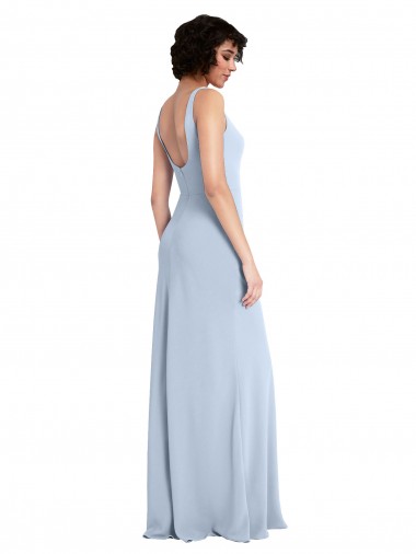 Bleu ciel clair Fourreau Col Carré Crêpe Stretch Longue Robes demoiselle d'honneur / Robes de bal
